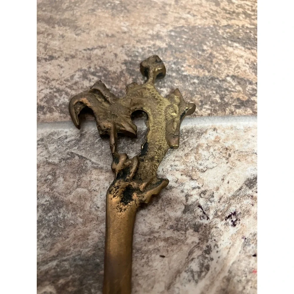 Vintage Brass Dragon Letter Opener Antique Gold Metal Desk Accessory 6.75 Inch